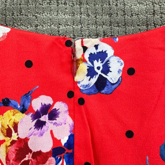 Wayward Fancies eShakti Blouse Womens S Red Floral V-Neck Bell Sleeve Lined - Picture 7 of 14